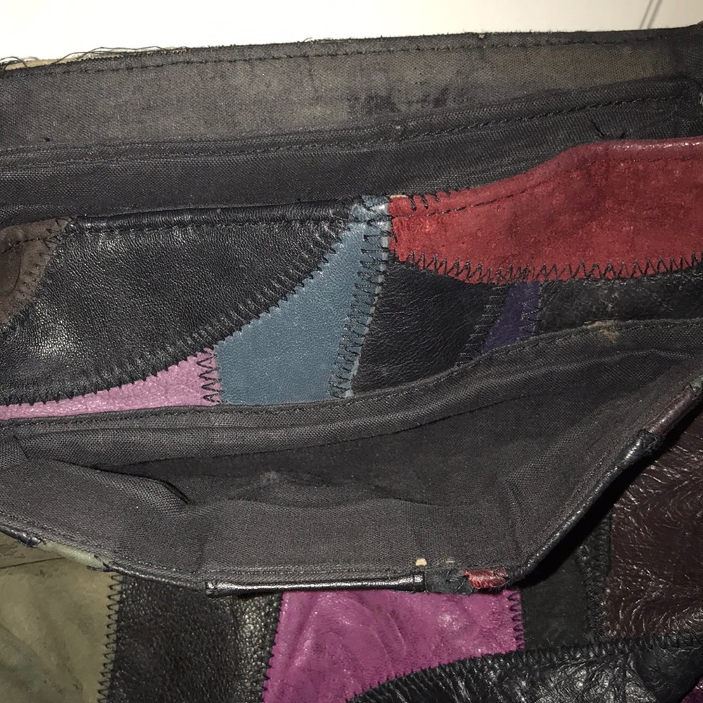 Vintage Boho Patchwork Leather Purse Multicolored - image 4